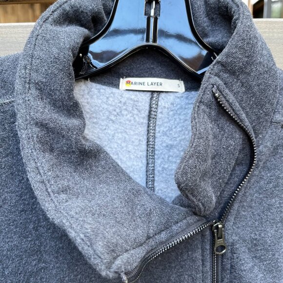 Marine Layer Dark Gray Asymmetrical Full Zipper Jacket, Soft and Warm, Small - Picture 4 of 6